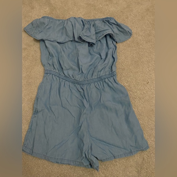 strapless denim romper - Picture 1 of 4